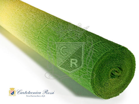 Nuanced Italian Crepe Paper 180gms, Full roll 50cm x 250cm - Shaded Yellow-Green Gradient (600/5)