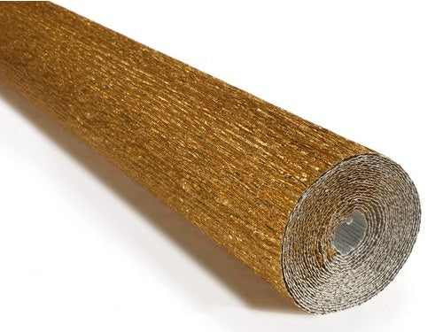 Metalized Italian Crepe Paper 180gms, Full roll 50cm x 250cm - Antico Gold (807)