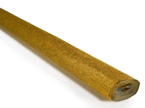 Metalized Italian Crepe Paper 60gms, Full roll 50cm x 150cm - Yellow Gold (401)