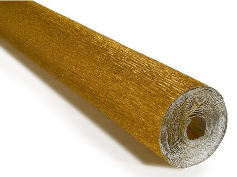 Metalized Italian Crepe Paper 180gms, Full roll 50cm x 250cm - Gold (801)
