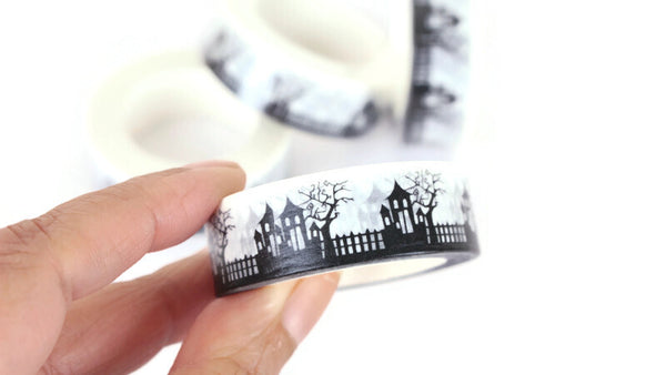 Black and White Haunted House washi tape