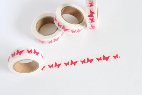 Red Butterfly Print Washi Tape