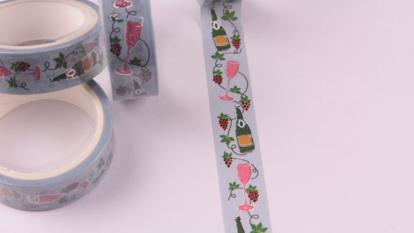 Celebration Drinks Washi Tape with Silver Foil Accents