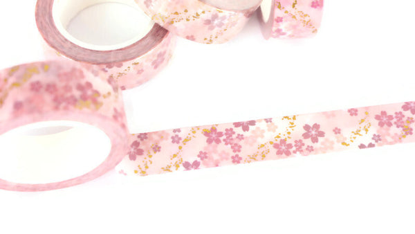 Cherry Blossoms with Gold Foil accents washi tape