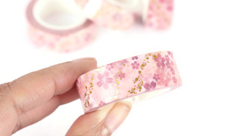 Cherry Blossoms with Gold Foil accents washi tape
