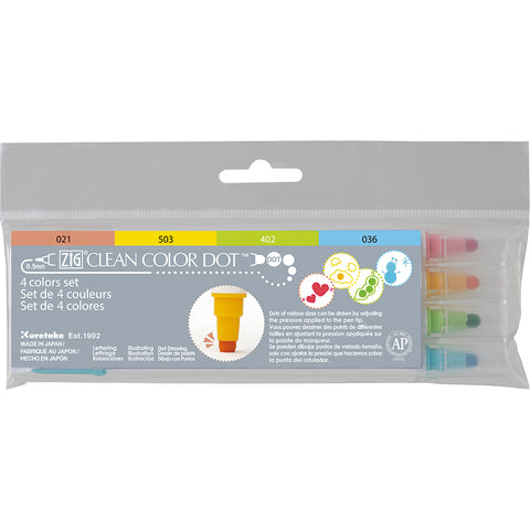 Kuretake - ZIG - CLEAN COLOR DOT Marker - Set of 4 colours