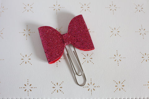 Dark Pink Glitter Bow Clip