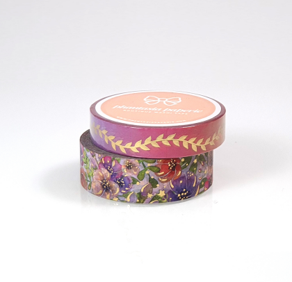 Delicate Bloom Washi Tape Duo - with Gold Foil Accents