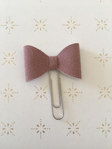 Dusty Pink Faux Suede Planner Bow Clip