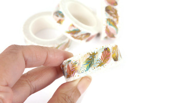 Feathers with Gold Foil accents washi tape