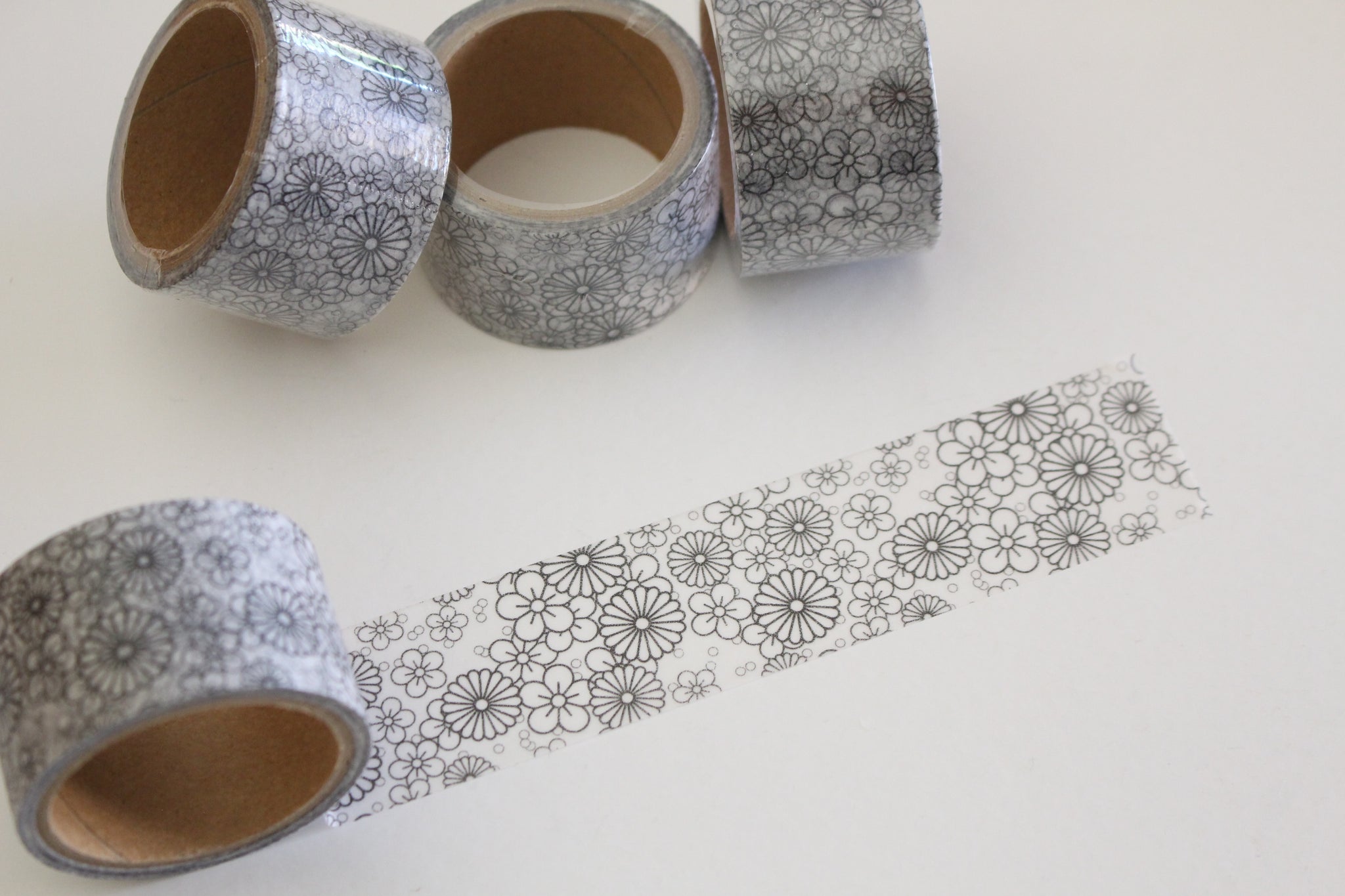 Colouring-in Floral Print Washi Tape