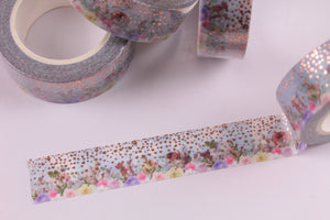 Floral Washi Tape with Gold Foil Confetti Hearts