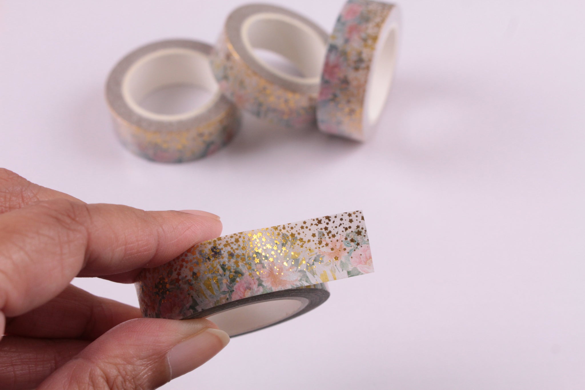 Floral Washi Tape with Gold Foil Confetti Stars