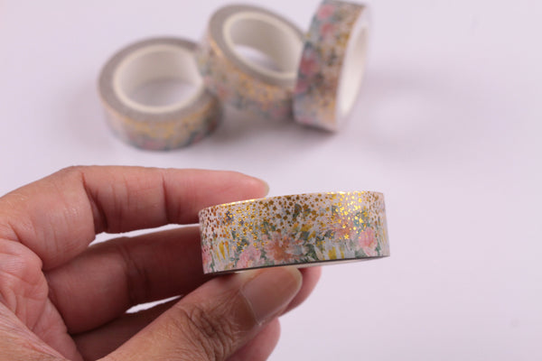 Floral Washi Tape with Gold Foil Confetti Stars