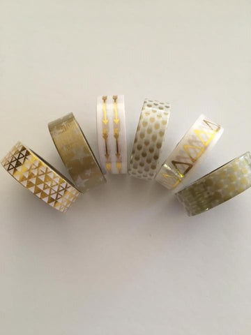 Gold Print Washi tape - Set of 6