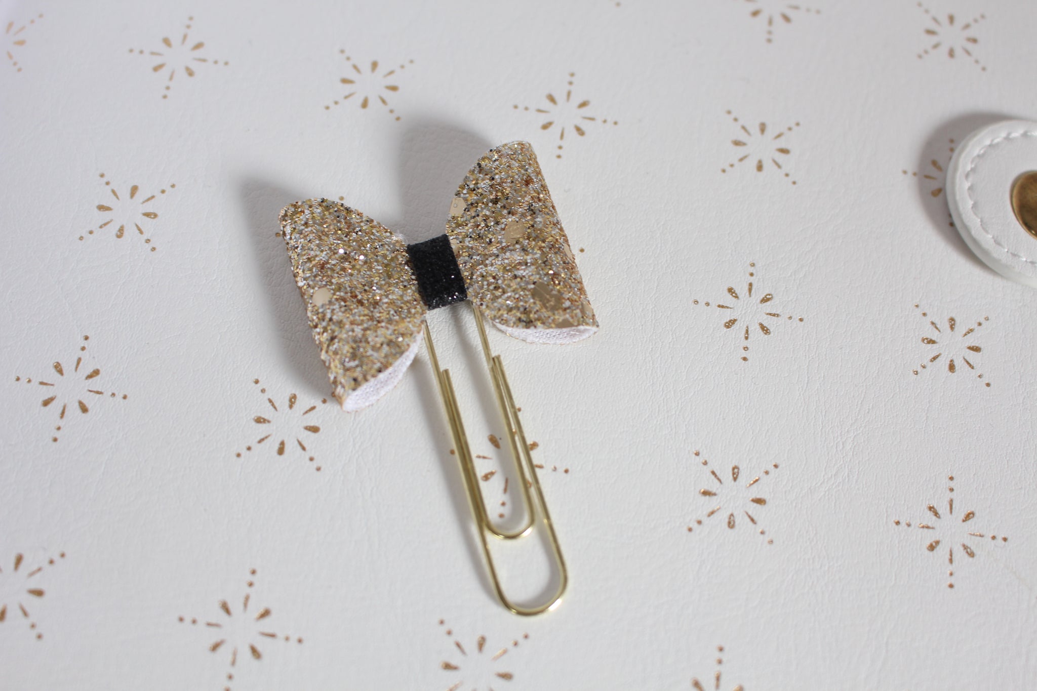 Gold and Black Glitzy Planner Bow Clip