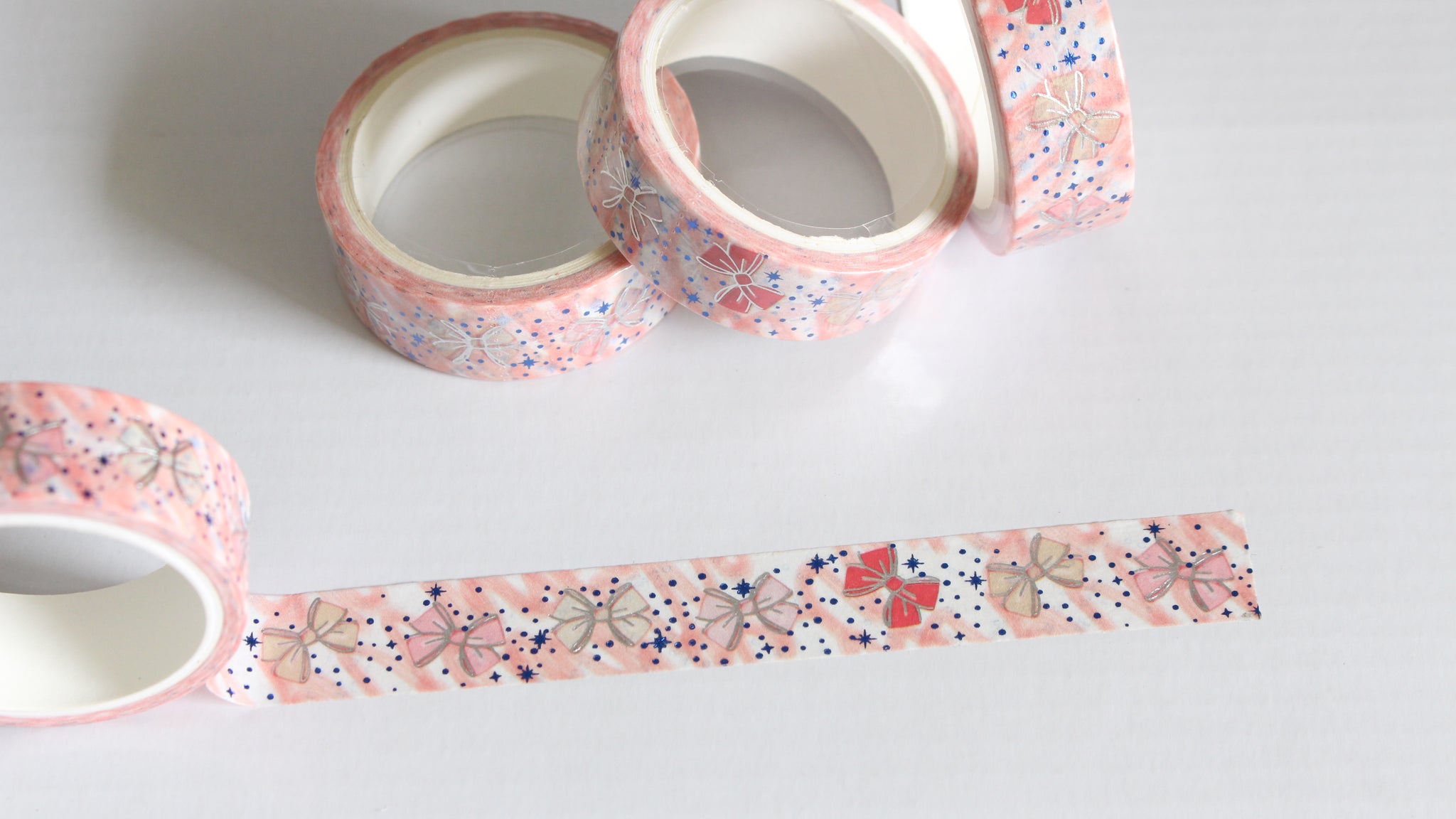 Pastel bows with Silver foil Washi Tape