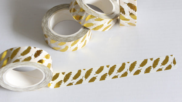 Gold Foil Feathers Washi Tape