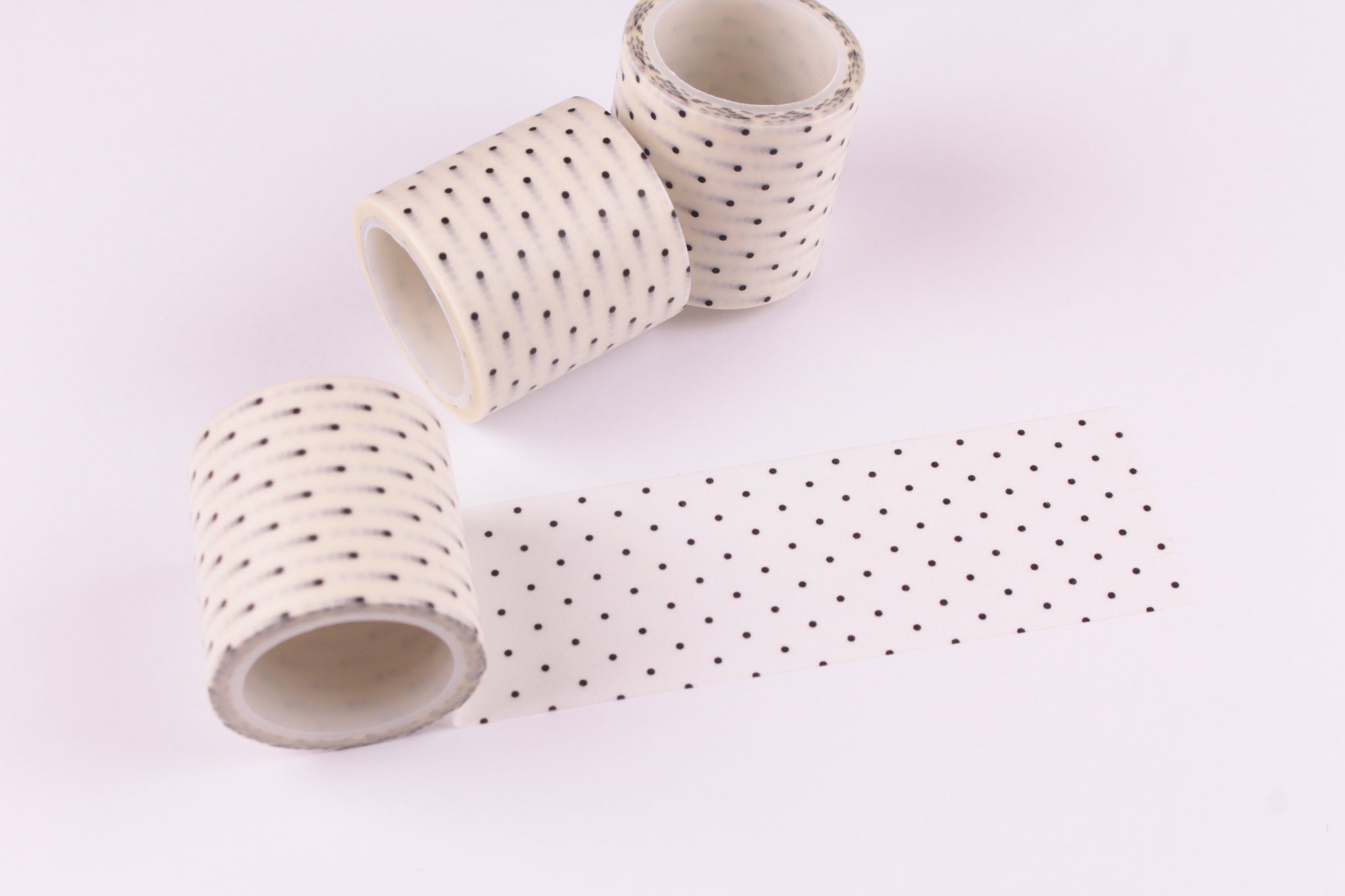 Black Polka Dots on White - Extra Wide Washi - 40mm