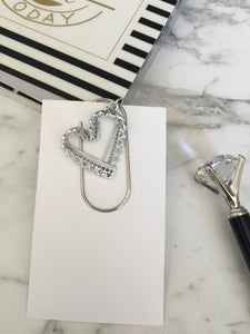 Lacey Silver Heart Planner Clip