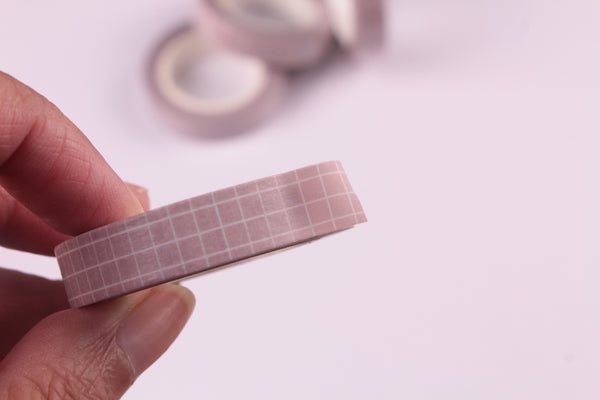 Blush grid Washi Tape, BuJo series washi tape, 10mm