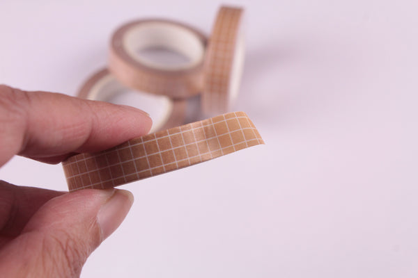 Light Brown grid Washi Tape, BuJo series washi tape, 10mm