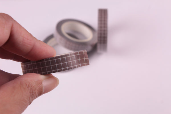 Dark Brown grid Washi Tape, BuJo series washi tape, 10mm