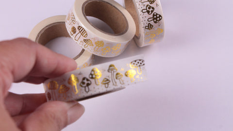 Gold Foil Mushrooms Washi Tape