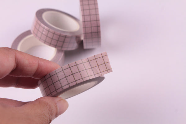 Blush Grid Washi Tape, BuJo series washi tape, 15mm