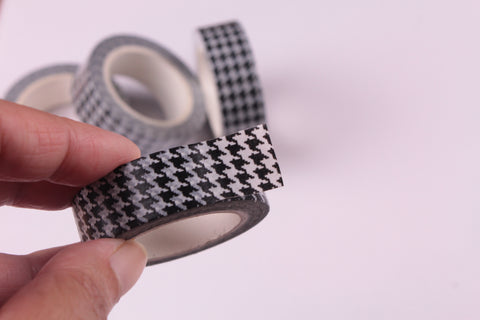 Monochrome Houndstooth Washi Tape, Black and White Houndstooth Washi tape