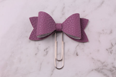 Grape Faux Leather Planner Bow Clip