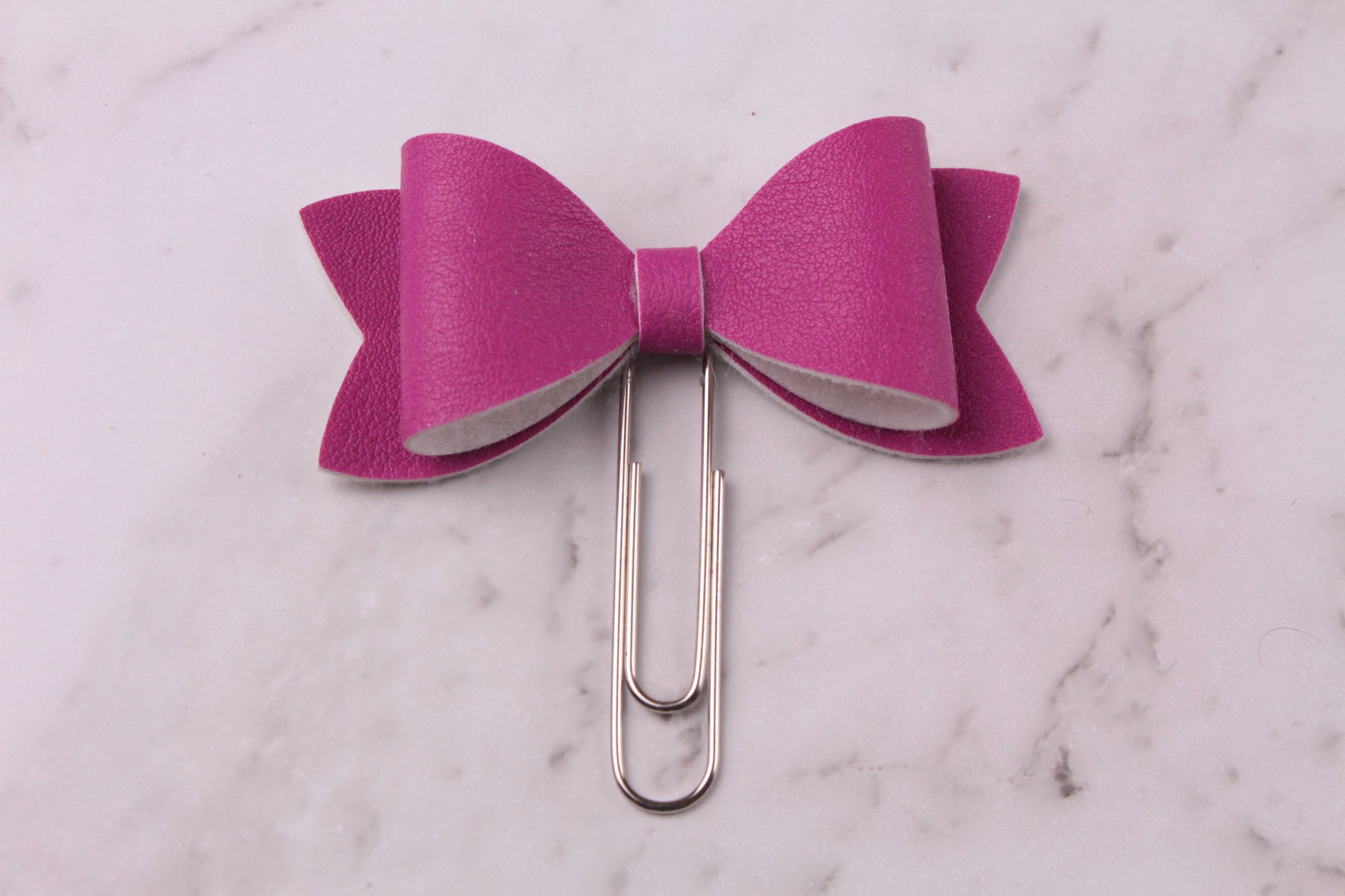 Orchid Purple Faux Leather Planner Bow Clip