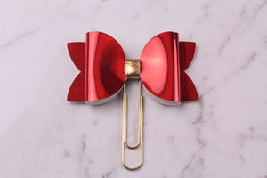 Red Patent Planner Bow Clip