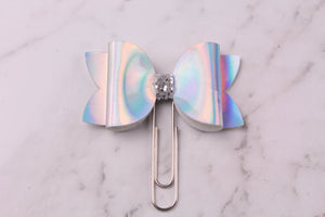 Silver Patent Planner Bow Clip