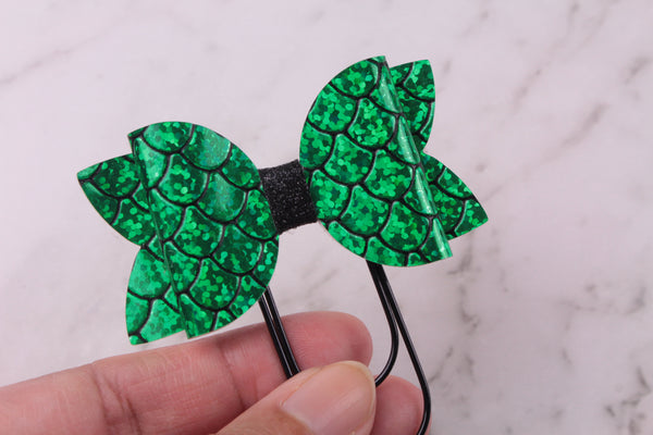 Green Mermaid Scales Planner Bow Clip