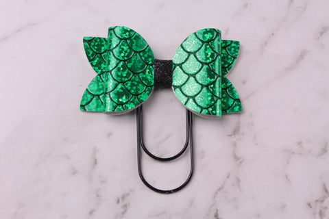 Green Mermaid Scales Planner Bow Clip