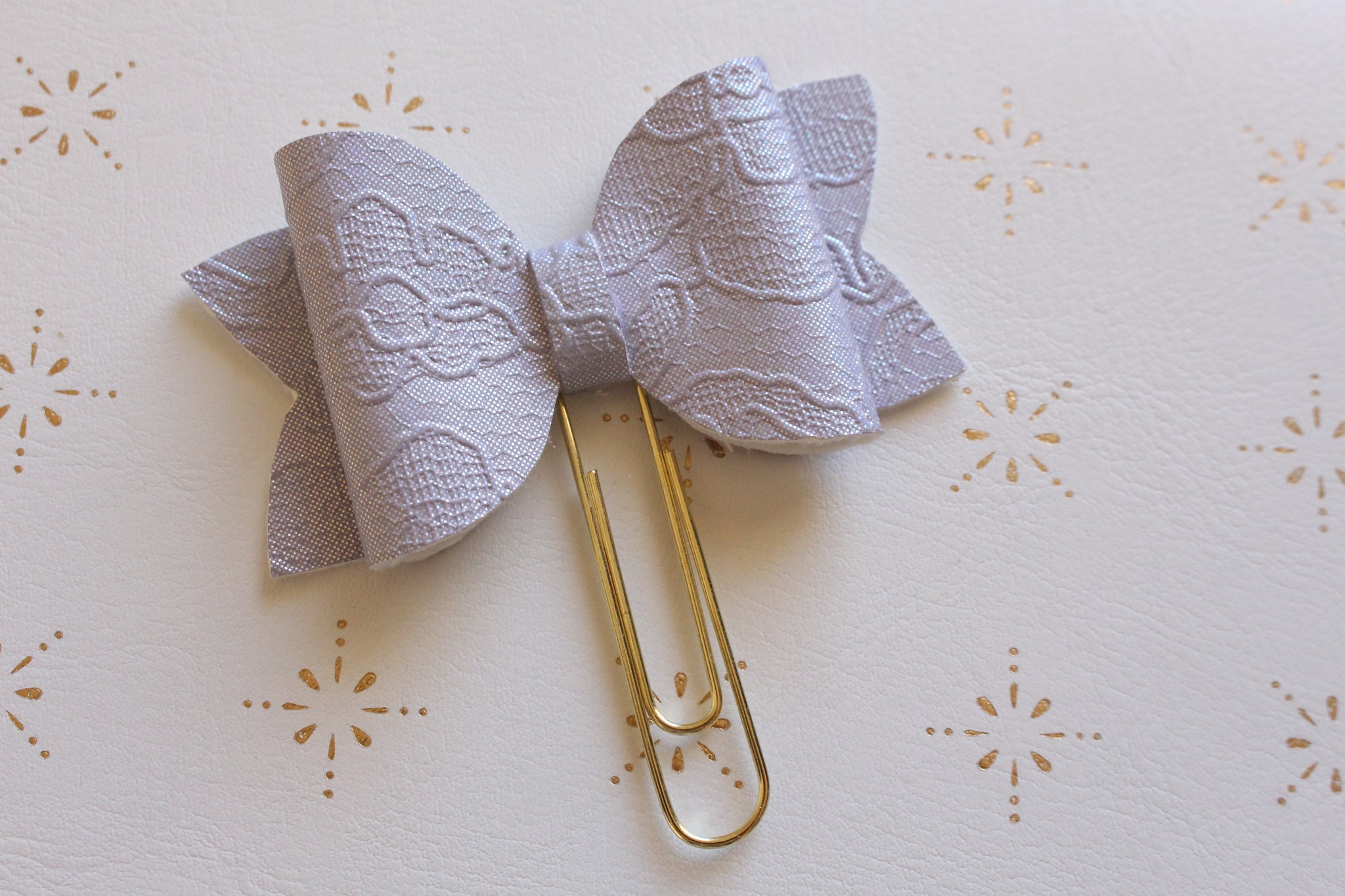 Purple Embossed Planner Bow Clip