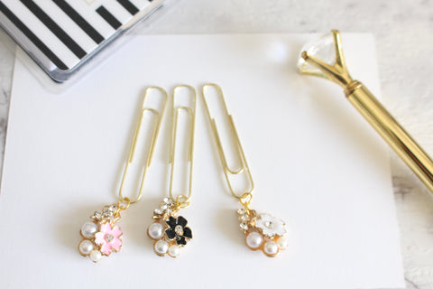 Chunky Floral Dangle Clips