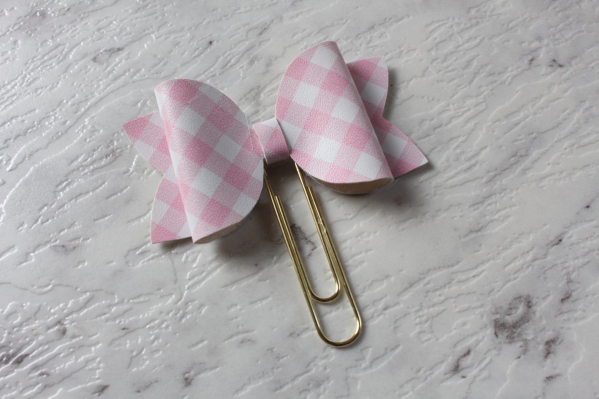 Pink Gingham Bow Clip