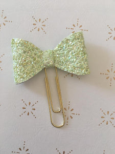 Lime Green Glitter Bow Clip