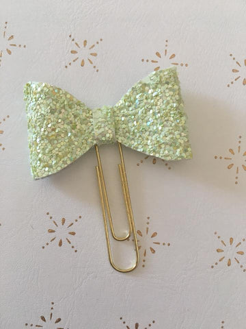 Lime Green Glitter Bow Clip