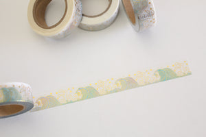 Pastel beach waves with Gold foil accents washi tape