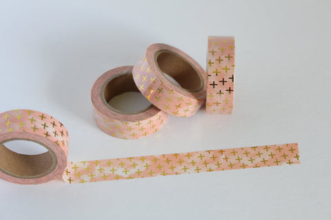 Gold Foil Accents on Marbled Peach Washi Tape