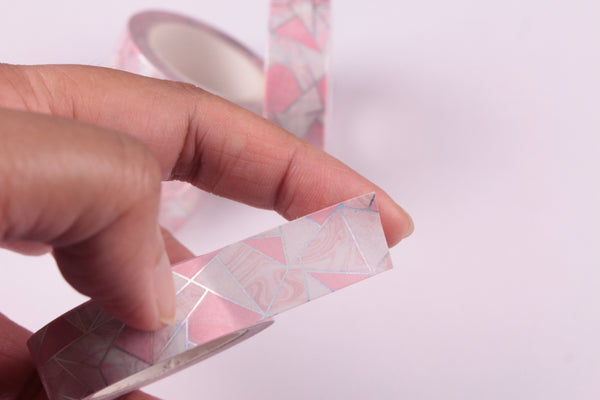 Pink Geometric Print with Silver foil washi tape