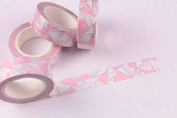 Pink Geometric Print with Silver foil washi tape