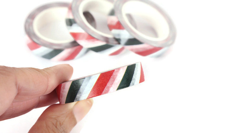 Red and Green Stripes Skinny Washi Tape