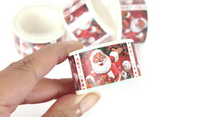 Santa Claus faux stamps sticker tape roll, 25mm washi