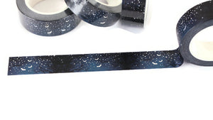Silver Foil Flying Bats in the Night Sky washi tape