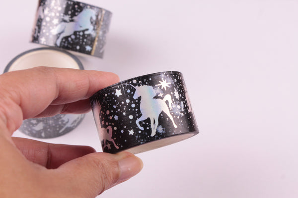 Silver Foil Unicorn Washi Tape - Wide Washi - 30mm