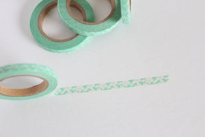 Skinny Pastel Green and White Floral Print Washi Tape